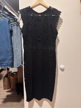 Bisou Bisou Black Lace Midi Dress